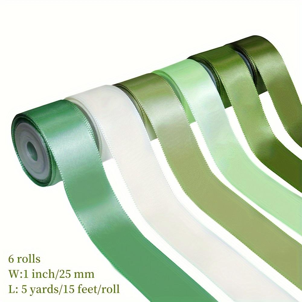 

Set of 6 Satin Ribbons, Each 2.54 Cm Wide, in Various Solid Colors, Perfect for Wrapping Wedding Bouquets, , Hair Bows, Crafts