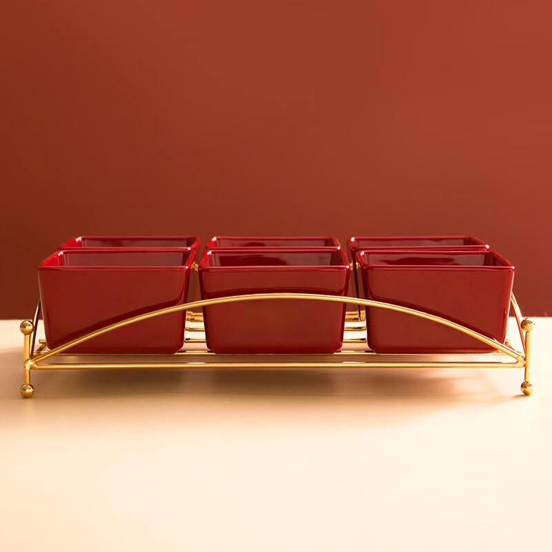 Naijiang New Chinese Style Ceramic Partitioned Snack & Fruit Plate