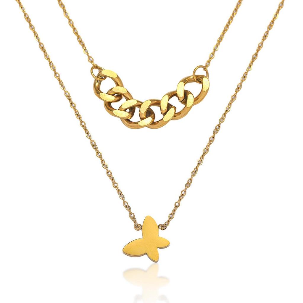 Butterfly Necklace with Color-Retaining Zircon - Fashionable, Versatile Women's Jewelry Accessory.