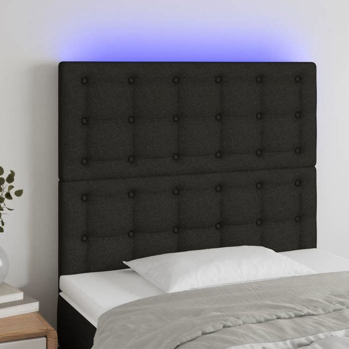 VidaXL Tête de Lit à LED Meuble de Chambre à Coucher Accessoire de Lit Simple Tête de Cadre de Lit Intérieur Noir 3122850