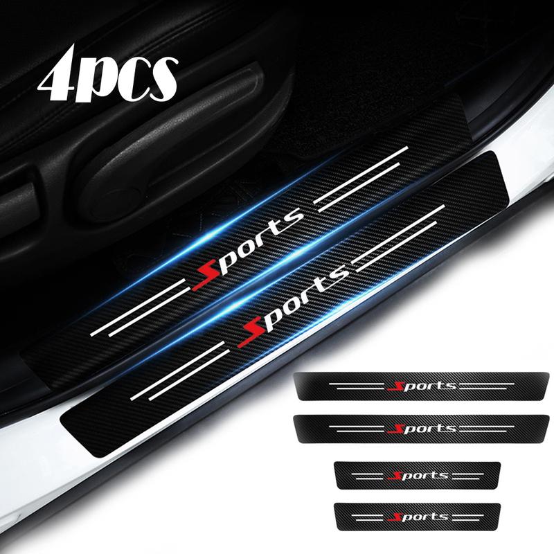 4pcs Car Front Rear Door Protector Sticker Car Door Sill Decorative Strip Car Door Sill Anti Scratch Strip Auto Accessories