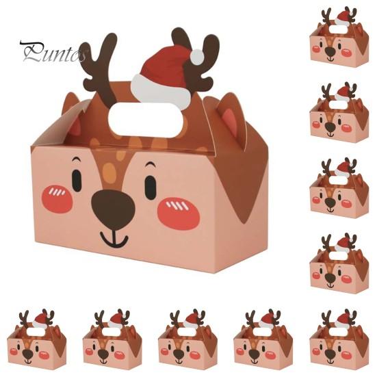 Cutie de cadouri de Crăciun, 10 buc., Cadouri din carton de Crăciun, Cutii de biscuiți cu bomboane cu mâner, pungi de bunătăți, consumabile pentru petreceri de vacanță