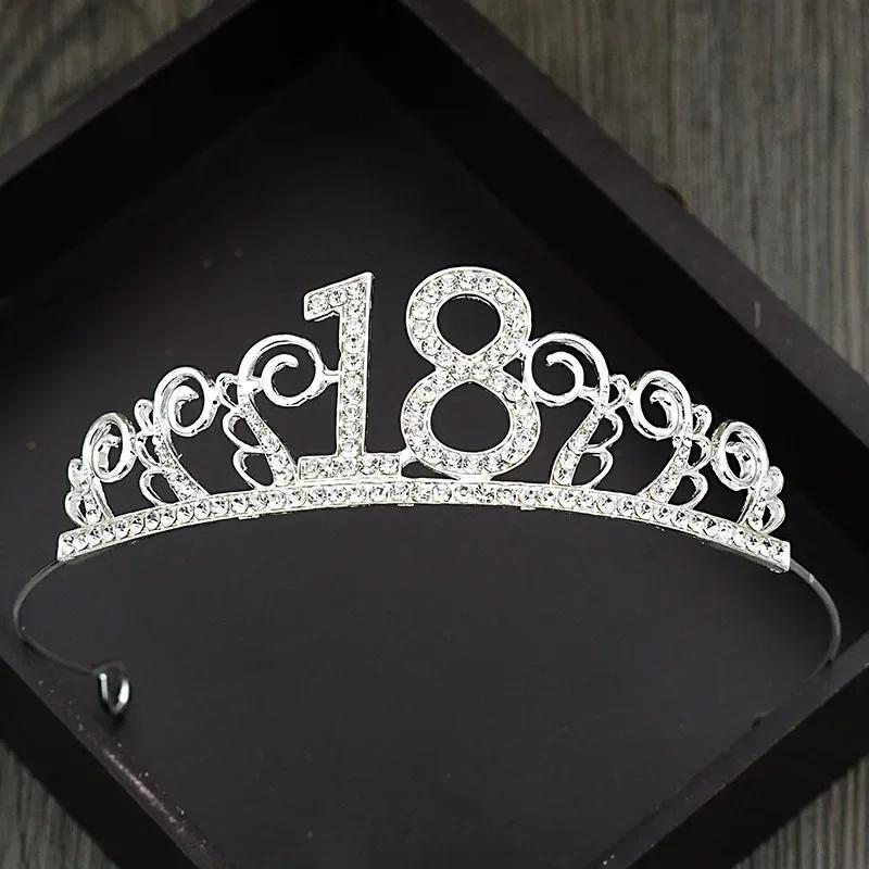 18th Birthday Gifts Princess Crown Headband Crystal Wedding Crown Hairband Women Headwear Hair Decor Fashion Accessories