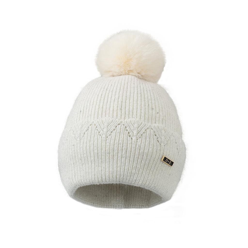 Women'S Hairball Winter Simple And Versatile Knitted Hat Warm, Cold And Windproof Fleece Hat