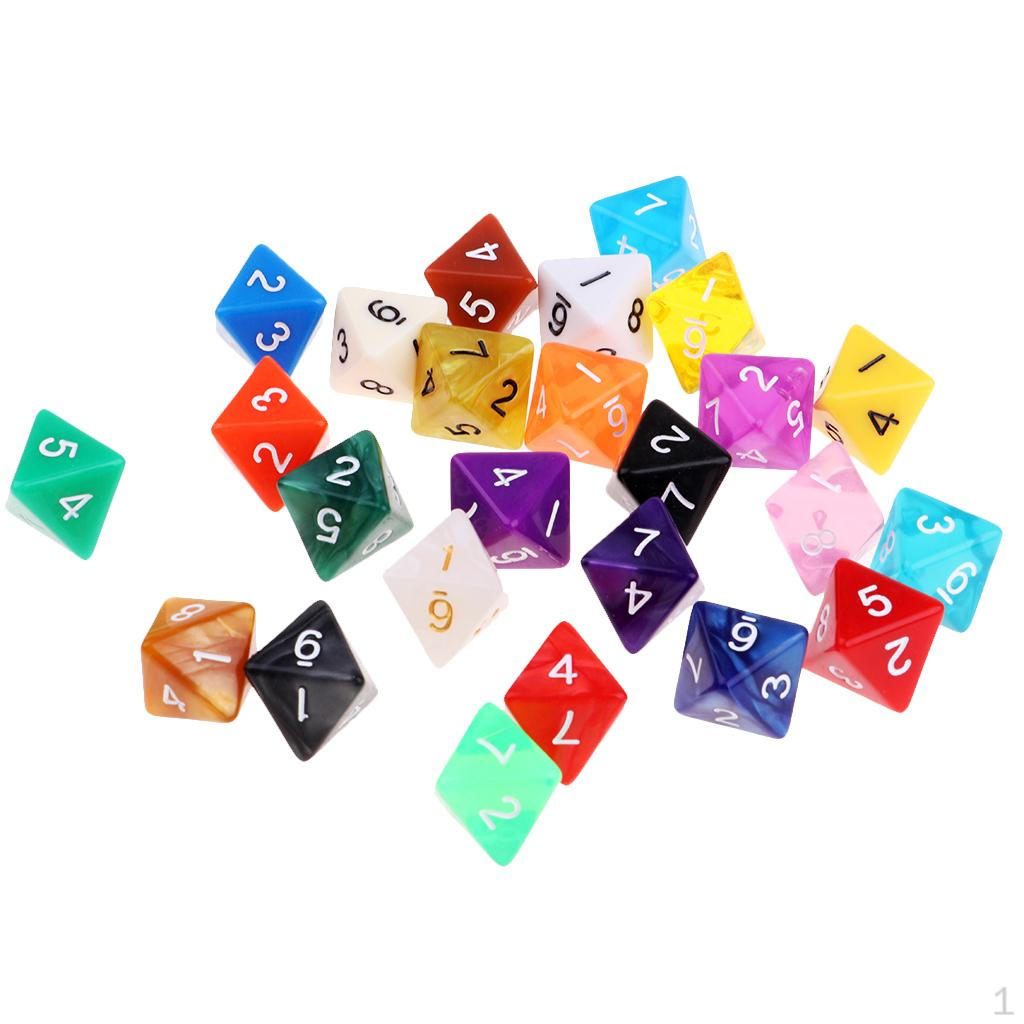 25x Акриловый многогранный кубик D8 для настольных игр