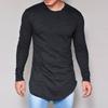 Herren T-Shirt Einfarbige Unregelmäßiger Saum Frühling Herbst Rundhalsausschnitt Langes Hemd für den täglichen Gebrauch