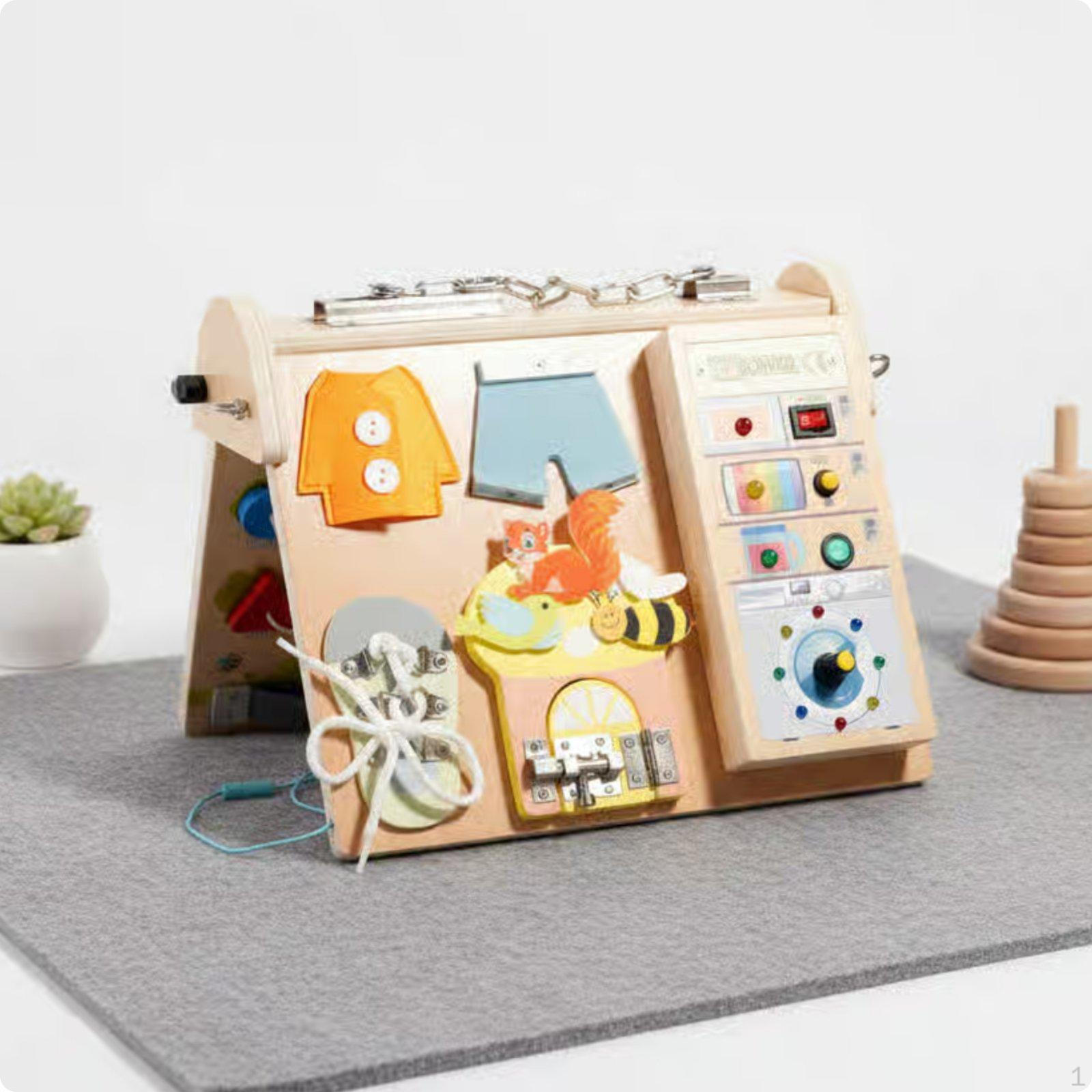 Four in a Busy Board Buttons LED Early Education for Young Children, Kids, Playroom, Car