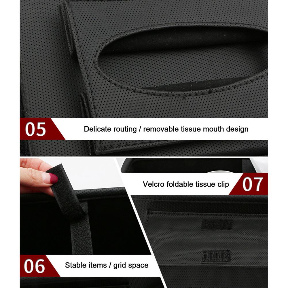 Leather Car Seat Handbag Holder Large Capacity Tissue Bag Storage Headrest Backseat Napkin Holder Purse Phone Water Cup Pockets