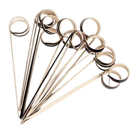 

100 шт. бамбуковых палочек, деревянные одноразовые круглые петли, завязанные с закрученными концами, декоративные пищевые бамбуковые шпажки, фруктовые коктейли, палочки для домашнего использования чёрный