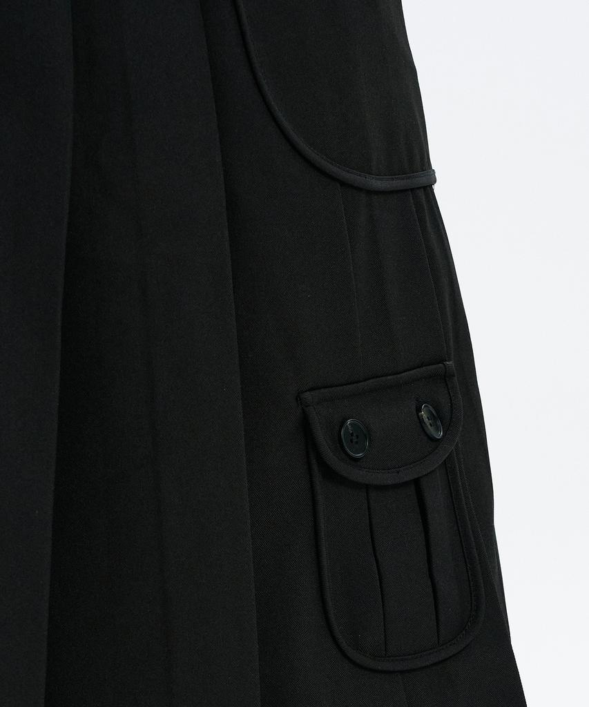 Hanahi Low Pocket Pleated Skirt Black