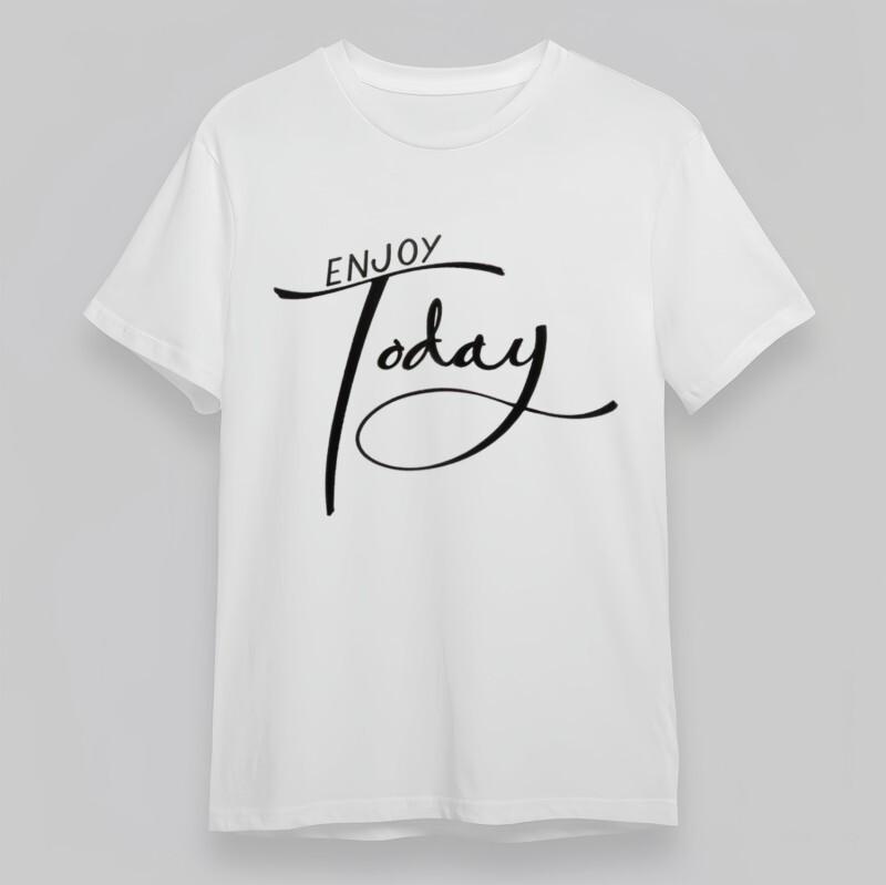 

Women s Plus Size T-Shirt Enjoy Today Handwritten Typography 100% Cotton Tee USA 3XL