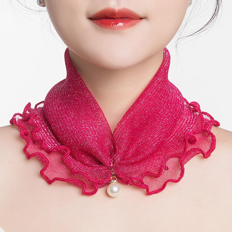 Women's Sunscreen Neck Cover Veil Neck Protection Scarf Summer Thin Ruffled Edge Scarf