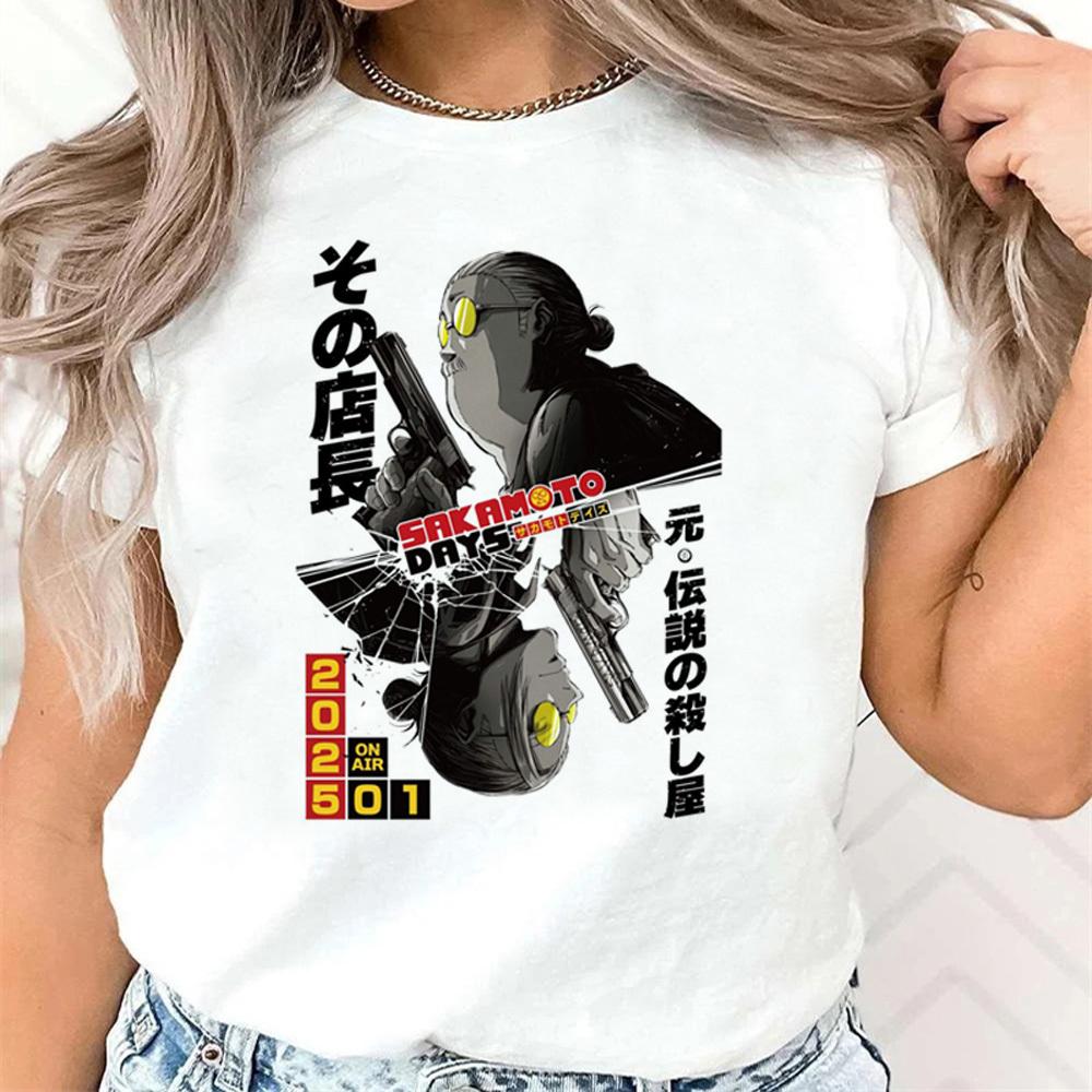 Sakamoto Days tshirt female Punk Trendy Vintage 80s Digital t shirt Pastel graphic korean clothes 2000s hip hop Vintage