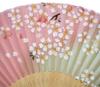 Handmade Silk Fan for 30 Dancing Cherry 121005 Asahi-O Women, 21cm, Ribs, Blossoms, Pink,