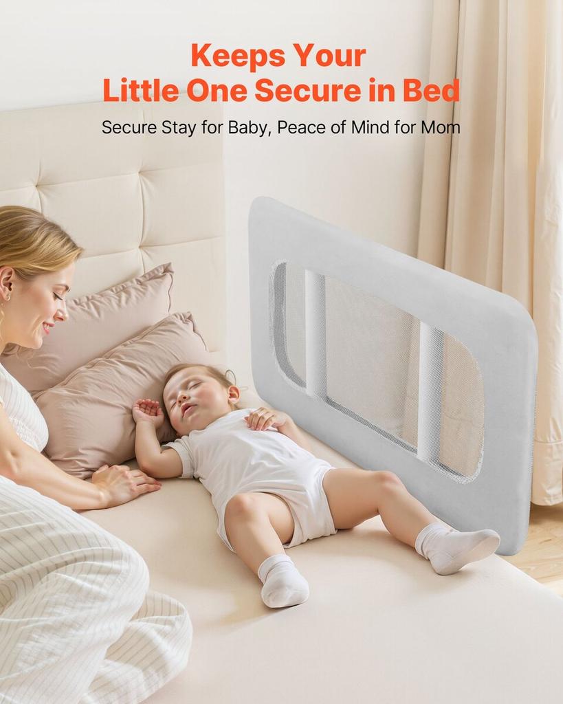 Toddler Bed Rail, Kids Beds Guard Rail with Reinforced Iron Pipe and Oxford Cloth, Adjustable Height Bed Side Railing, Portable Guard Bumper Barrier