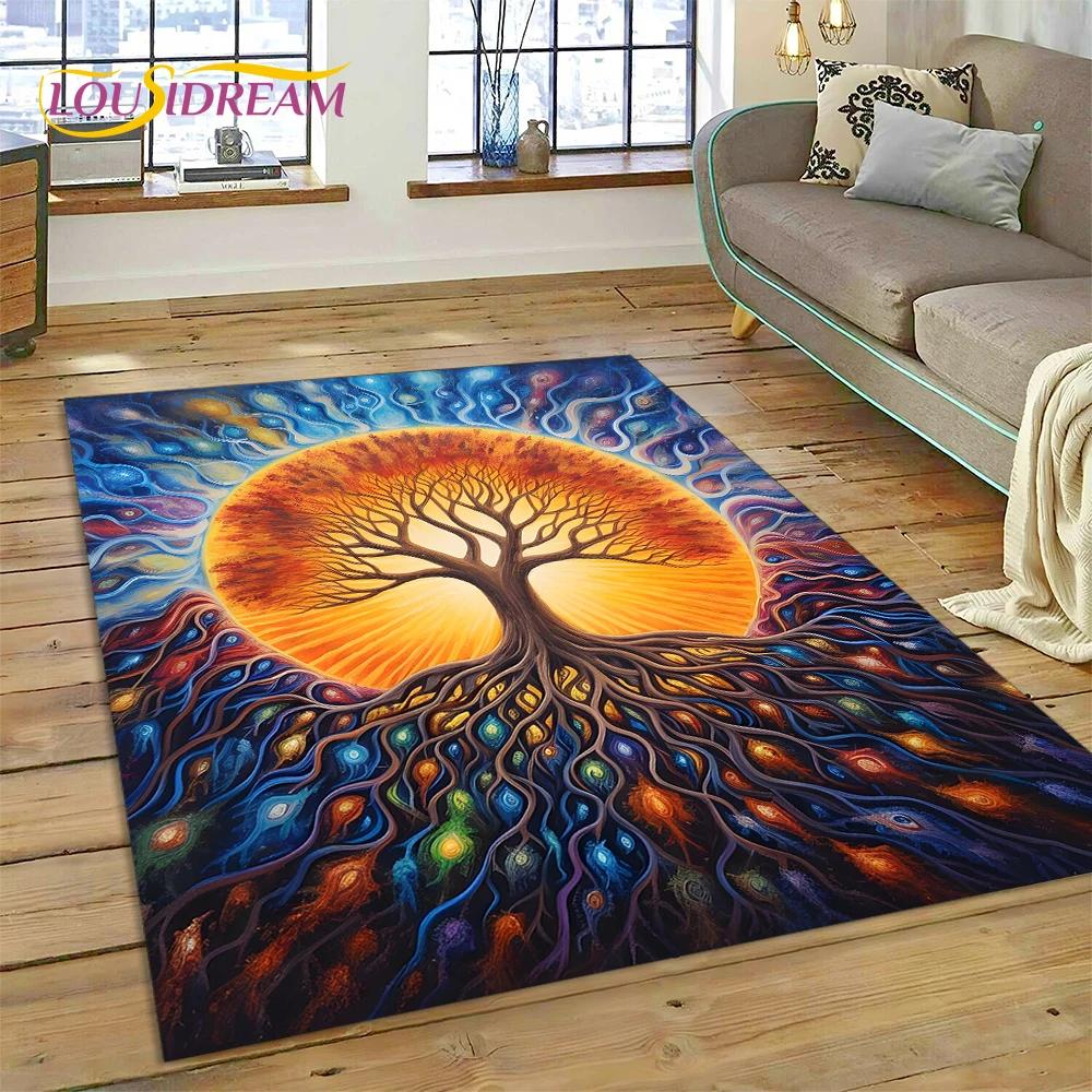 Tree of Life Nature Viking Yggdrasil Norse Carpet Rug for Bedroom Living Room Home Sofa Decoration,Child Large Decor Floor Mat