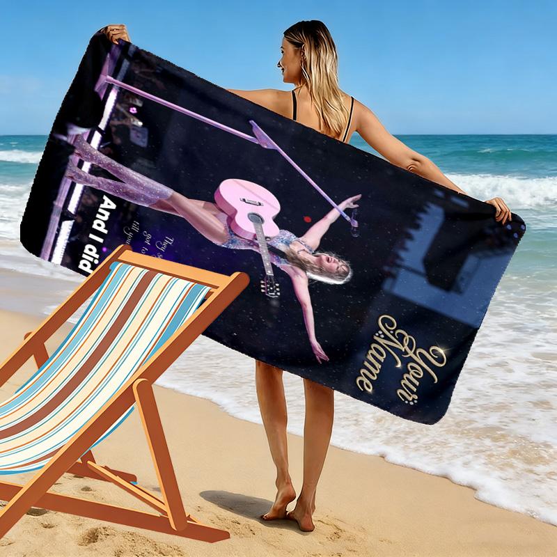 Name Custom Taylor Poster Print Beach Towel, Large Soft Quick Dry Towel for Beach Camping Swimming