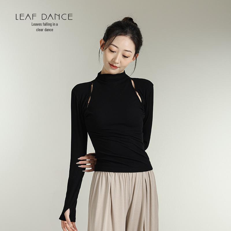 

Взрослый трикотажный топ для современных танцев с высоким воротом, облегающий, для практики Large