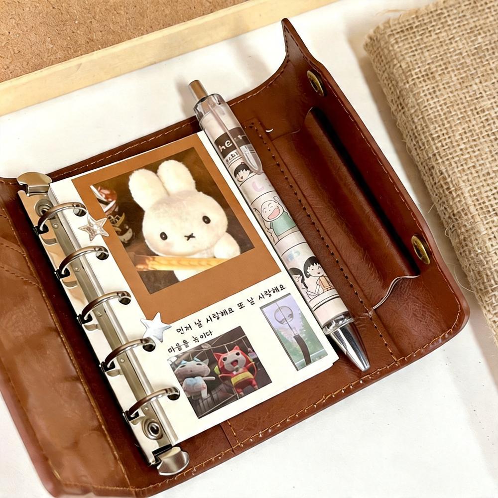 Leather Binder Notebook Vintage Loose-Leaf Notebook M5 Planner Book Genuine 3-Fold Diary Organizer For Planner Organizer Diary