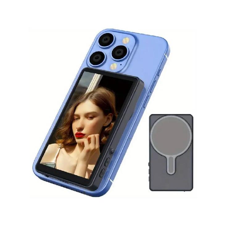 

Phone Vlog Selfie Monitor Screen Portable Back Camera Monitor with Magnetic Connection and Remote Control for Selfie Vlog Live серый