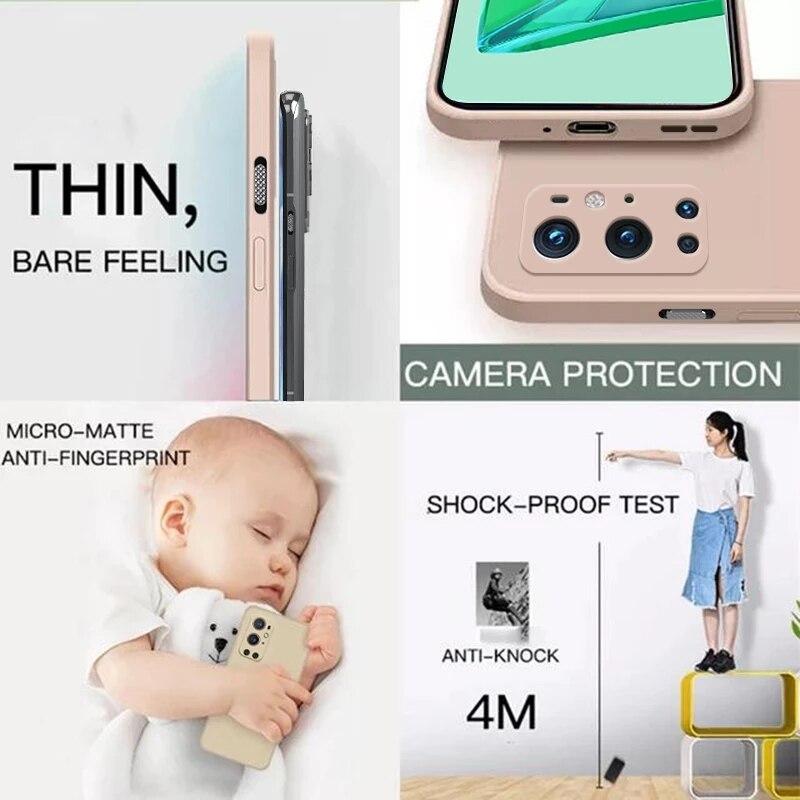 Soft Liquid Silicone Shockproof Phone Case For Oneplus 9 Pro Color Candy Cover For Oneplus 9R 1+9 8 1+8T 7 1+7T 6 1+6T Camera Protective TPU Back Case