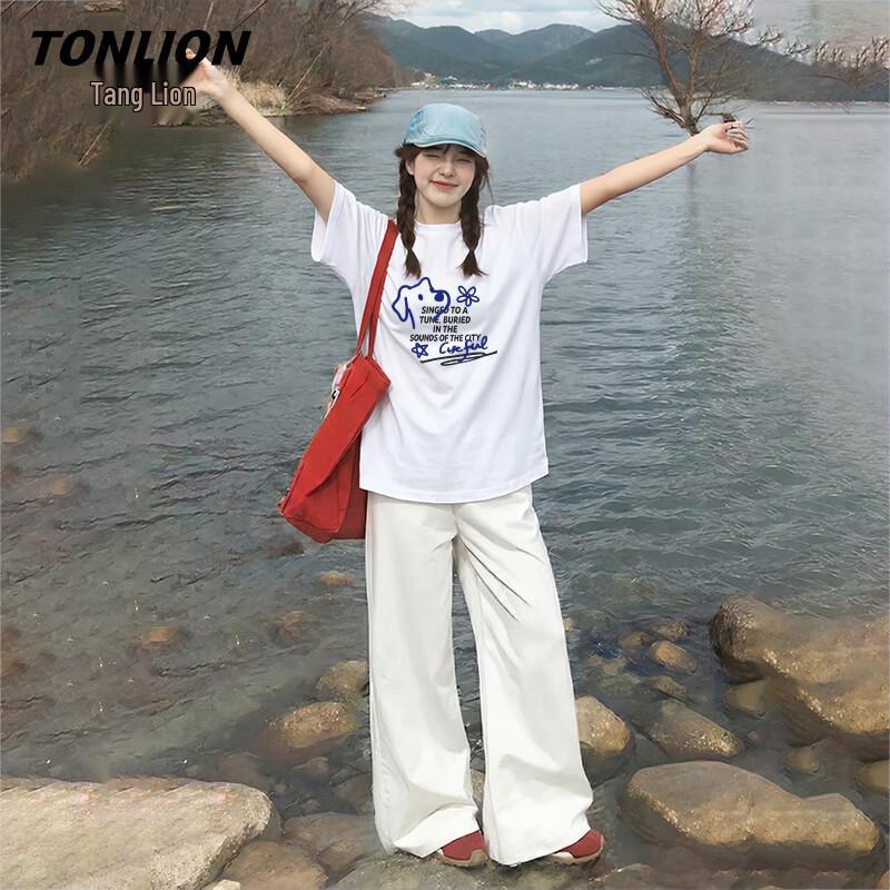 TonLion Women s Pure Cotton Graphic Short Sleeve T-Shirt S