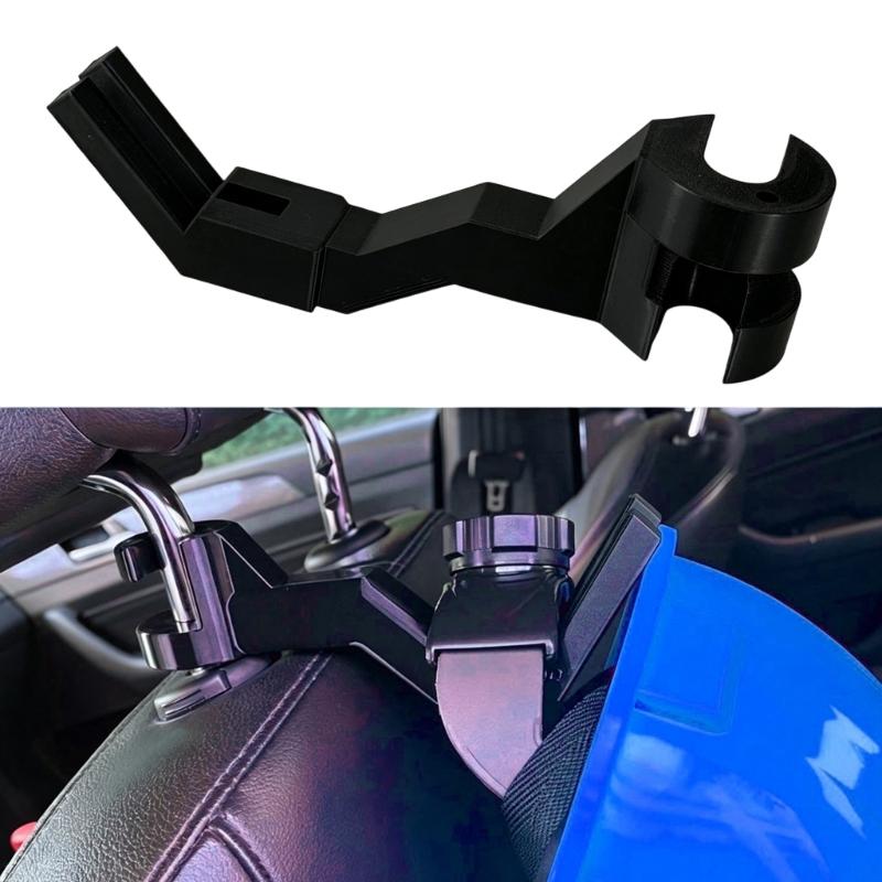 Car Interior Helmet Rack, Headrest Mounted Plastic Cradle for Truck and Car Seat Storage, Black Gear Rack for Daily Commuting and Travel Use