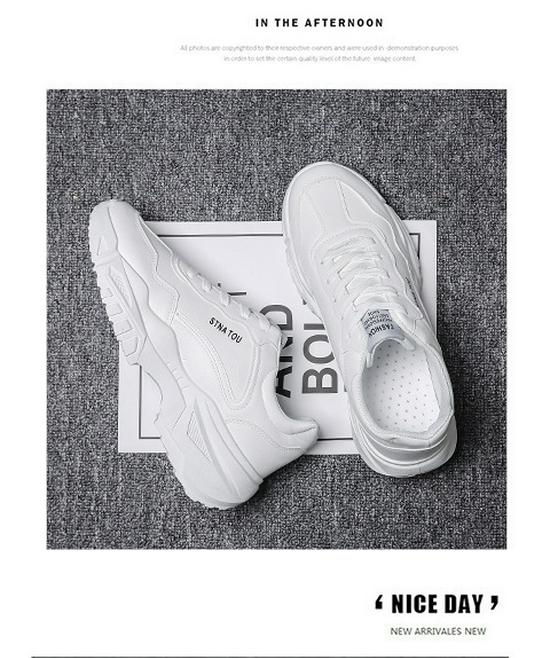 Men's 2025 Summer White Breathable Korean-Style Height-Increasing Casual Sports Dad Shoes