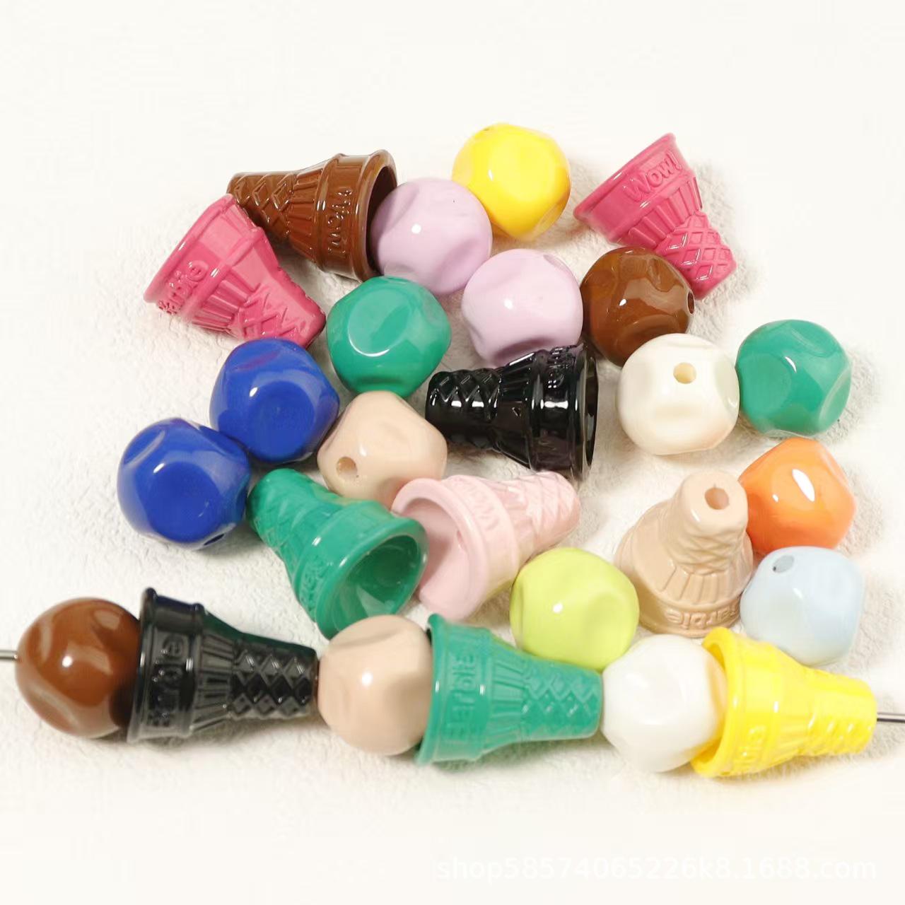 

Акрилові прикраси-морозиво та брелоки для телефону з бісером «Дофамін» Green Ice Cream Ball 16x16mm Hole 2.5mm