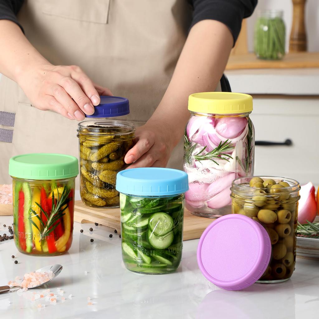 12PCS WIDE Mouth Mason Jar Lids,PP Storage Caps,Canning Jars,Leak-Proof,for Stanley Cup Accessories,Kitchen Storage Organization