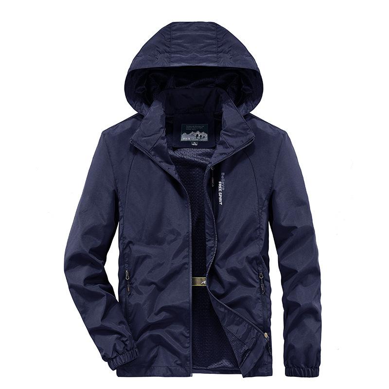 Spring and Autumn Jacket Men's Thin Casual Jacket Jacket Youth Loose Large Size Hooded Sports Jacket