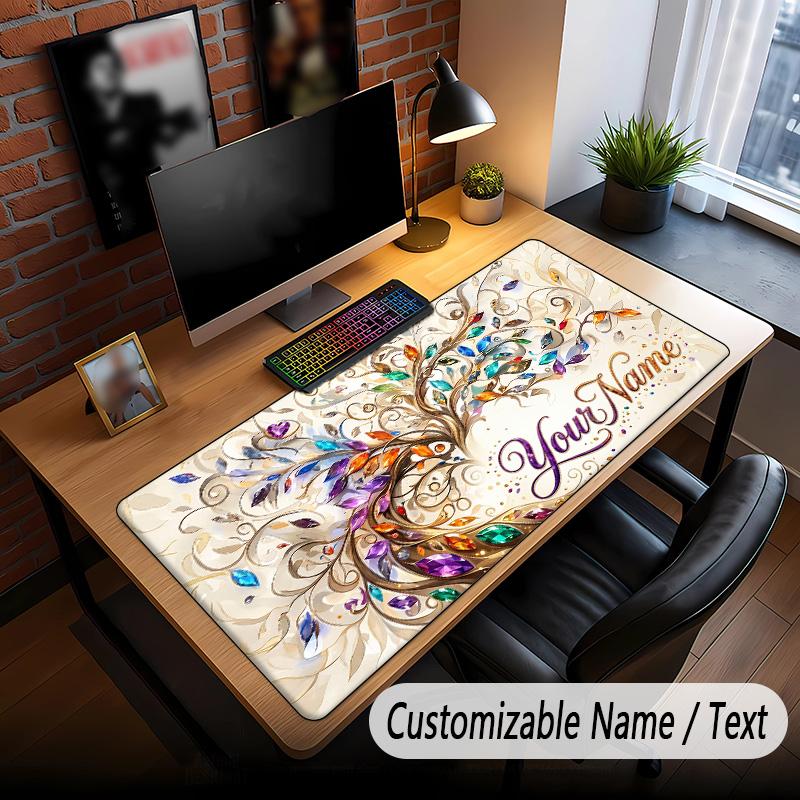 Tree of Life Theme Custom Mouse Pad Personalized With Name Text Customized Desk Mat For Office Home Decor