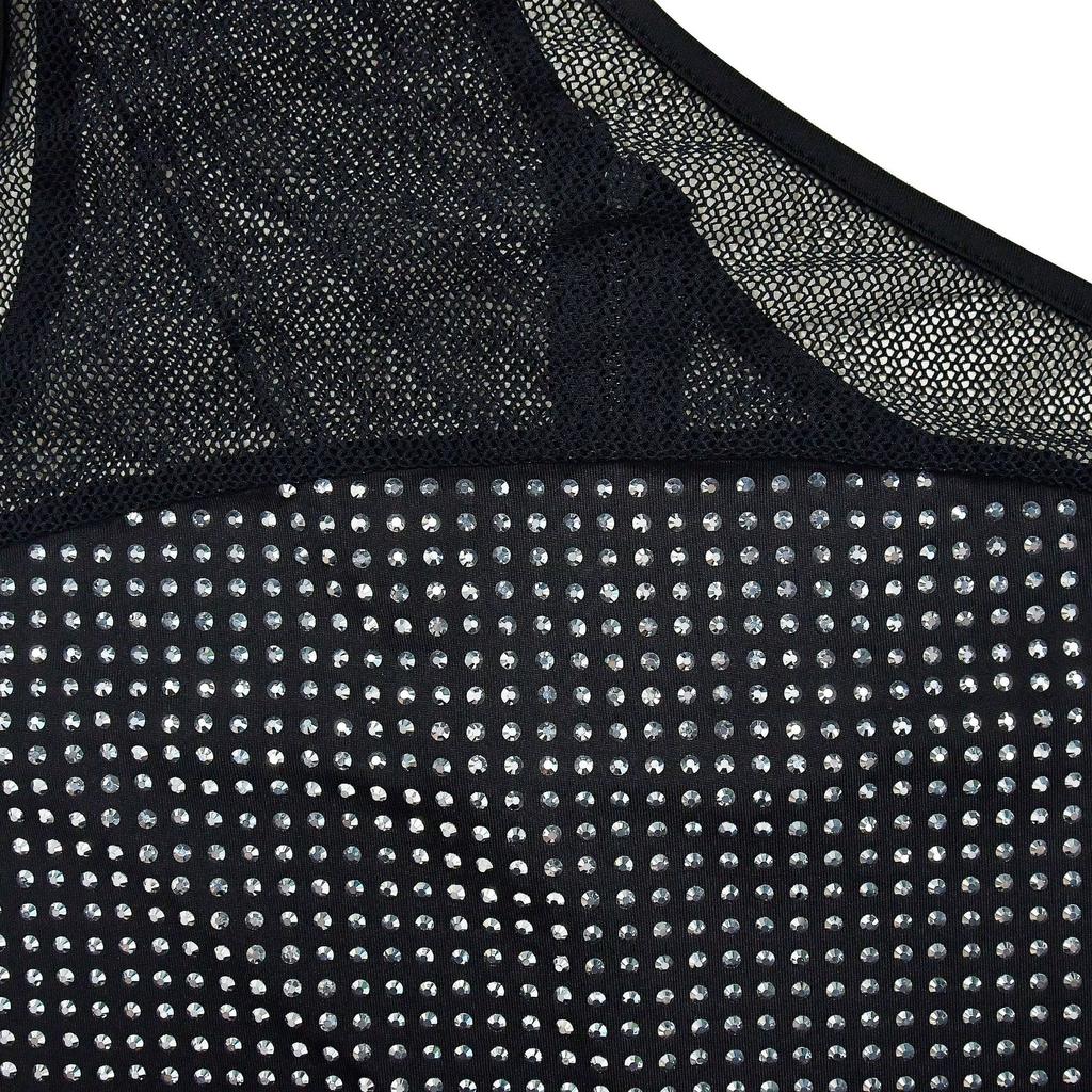 Mode Damen Kleid Eine Schulter Mesh Diamant Feder Bandage Kleider