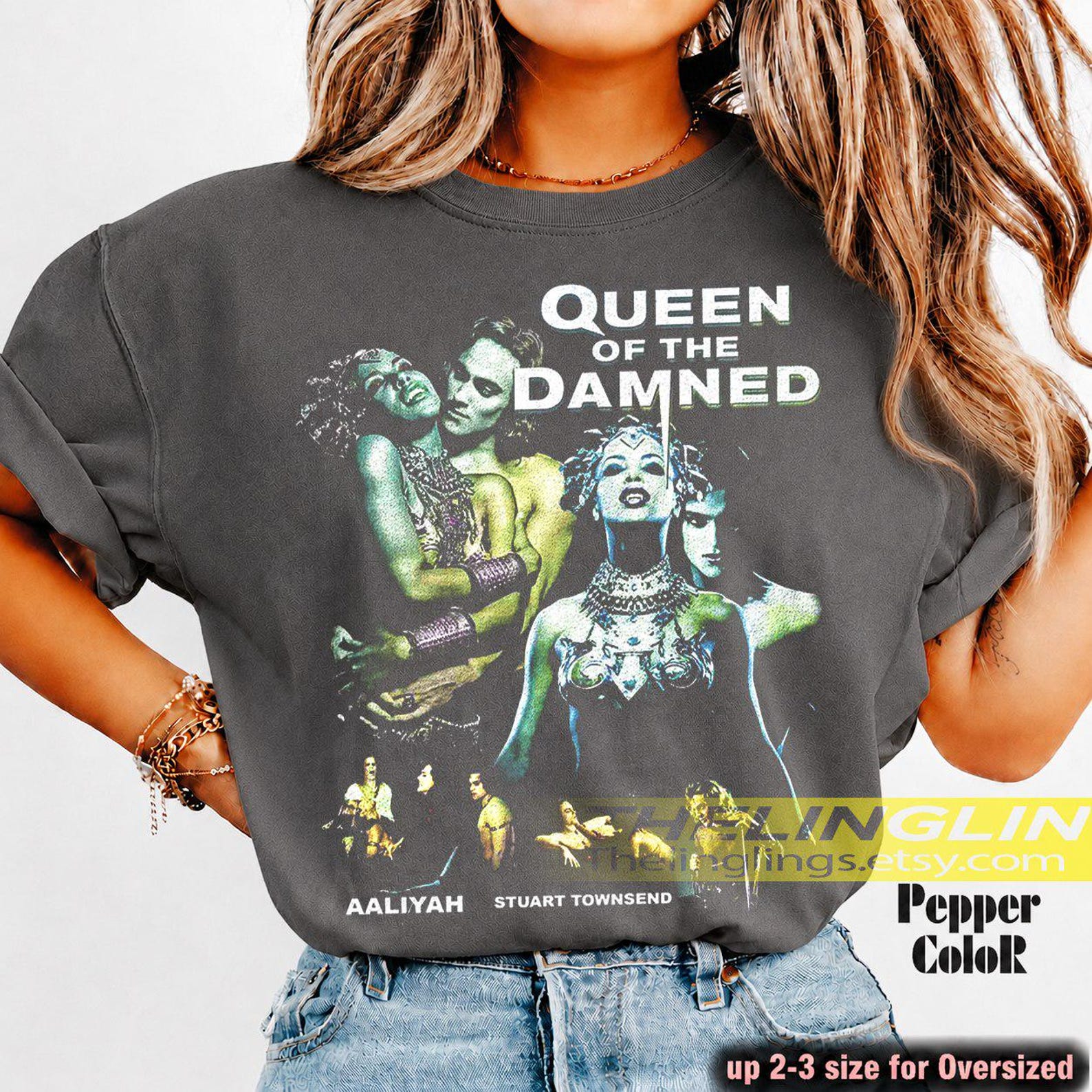 Queen Of Damned Movie Unisex Softstyle T-Shirt, Aaliyah Stuart Townsend Tee, Gothic Vampire Film Shirt, Alternative Vampire Lover Gift FD S