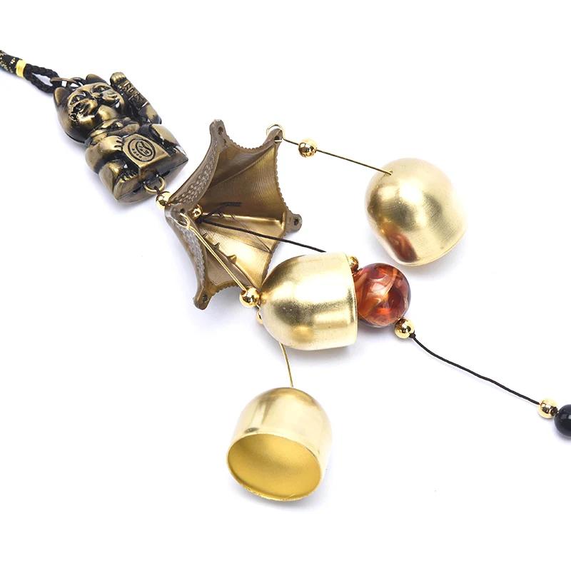 [PL]1PC Metal Copper Wind Chime Pendant Door Decoration Lucky Cat Feng Shui Pendant