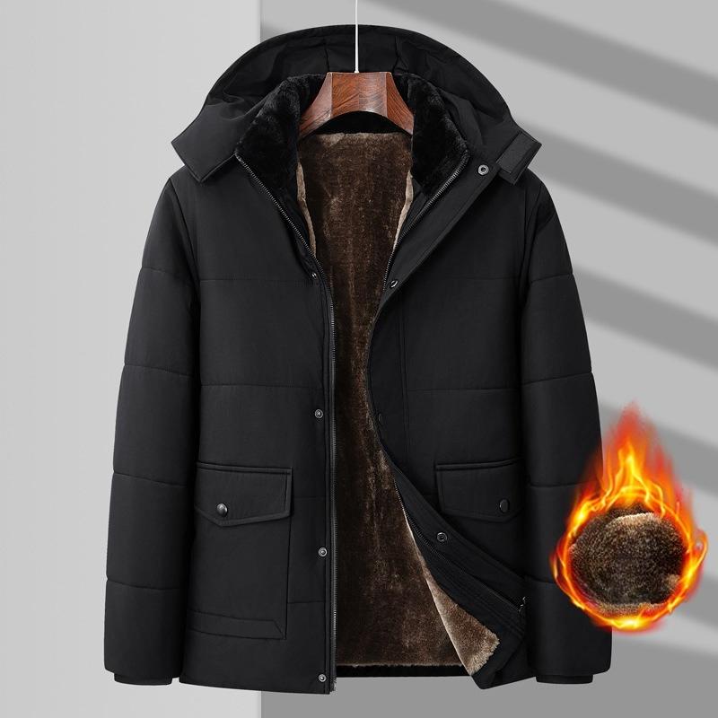 Overcoats Casual Men Thermal Cotton Jacket Jacket Clothing Fleece Winter Men's  Cotton Coat Male Mid-Long Thick Warm Parka