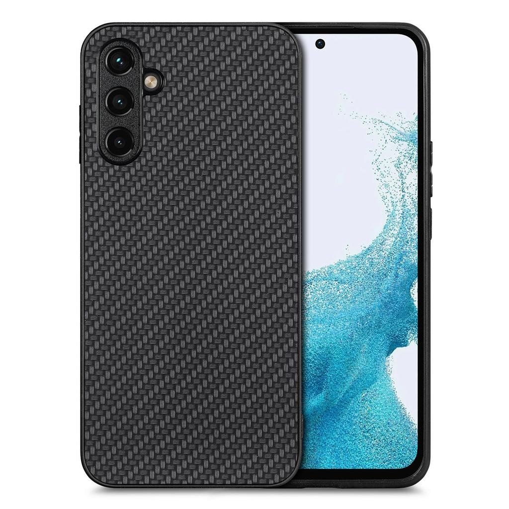 For Samsung Galaxy A54 5G Carbon Fiber Texture PU Leather Coated TPU Protective Case Anti-scratch Cell Phone Cover