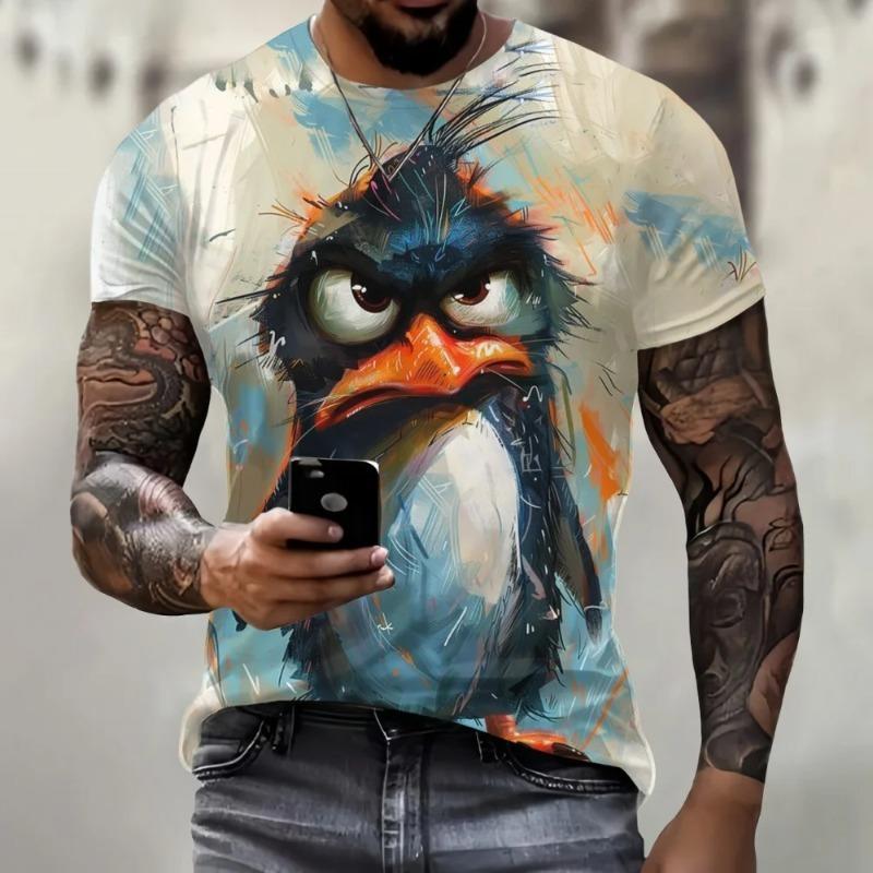 Funny Men T-Shirt Fashion 3D Penguin Print Casual O-Neck Quick-Dry Short Sleeve Tops Summer Street Trend Hip Hop Men's Tshirt
