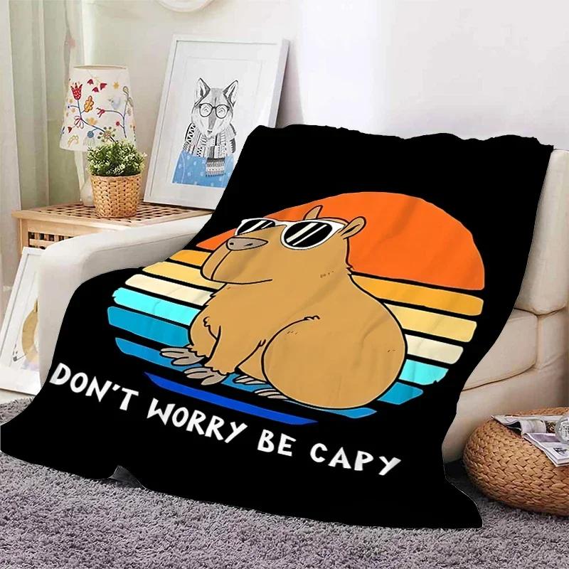 Capibara Lovely Nap Blanket Sofa Winter Warm Bed Fleece Camping Custom Fluffy Soft Blankets Microfiber Bedding King Size
