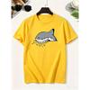 2026 Cartoon Shark Gray Fang Watermark Pure Cotton Boy's T‑shirt Creative Lightweight Comfortable Short Sleeved Kids T‑shirt