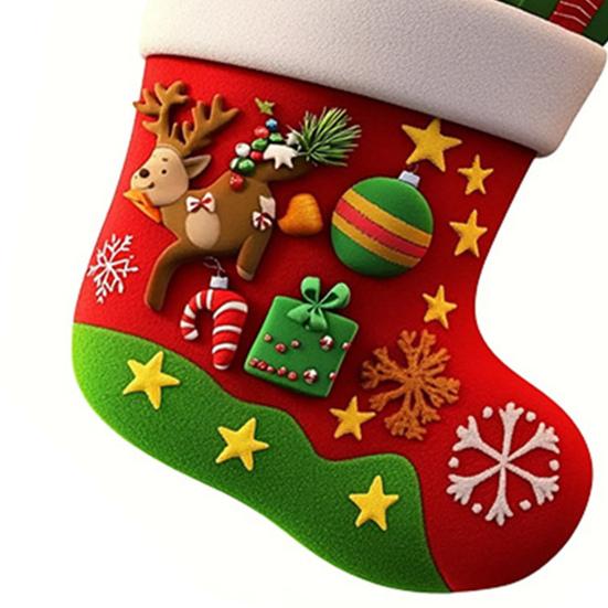 Christmas Socks Santa Claus Red Hanging Ornament Acrylic Decorative Keychain Pendant Xmas Stockings Wall Decoration