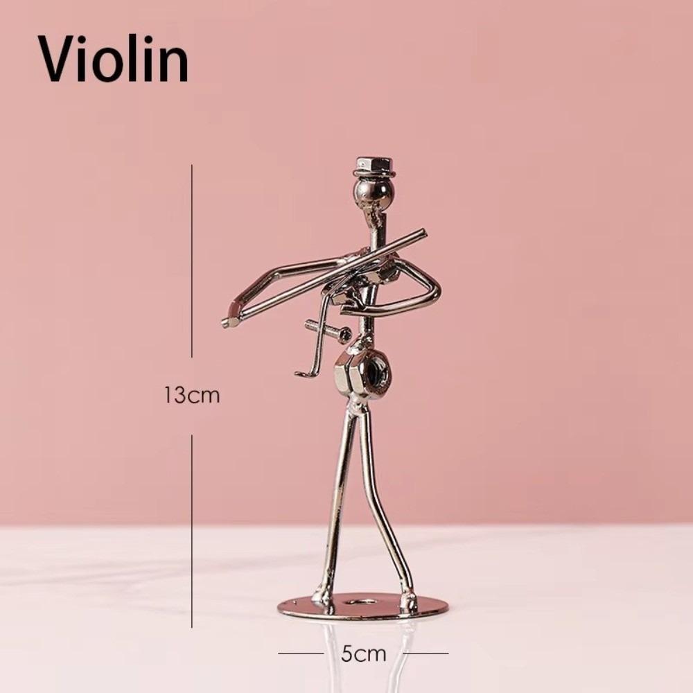 Metal Guitar Player Statue Violin Band Man Model Classical Guitar Decoration  Home Decor Scene
