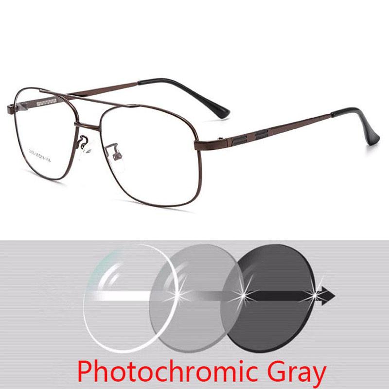 Legierungsbrille Herren groß Quadratisch Myopie Rezeptbrille Damen Metall Voll Optische Brille 2256 SPH 0 -0.5 -0.75 -1.0 BIS -6.0