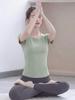 Damen Plus Size Yoga Set 2026: Hochwertiges, bauchbedeckendes Kurzarm-Pilates-Trainings-Top