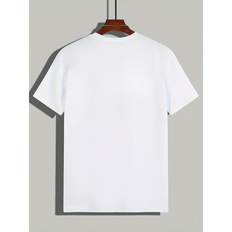 European Sizes Men's Summer Fashion Casual Versatile Simple Letter Print Soft Comfortable Crew Neck T-Shirt Summer Graphic Tee Tops