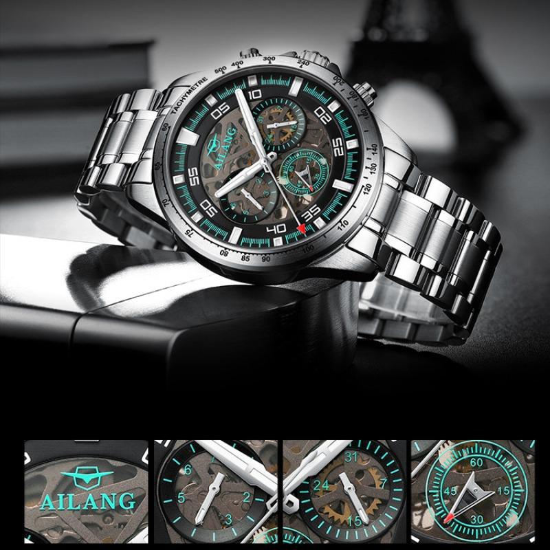 AILANG New Men's Watch Fully Automatic Hollow Mechanical Watch Multi -function Watches Waterproof