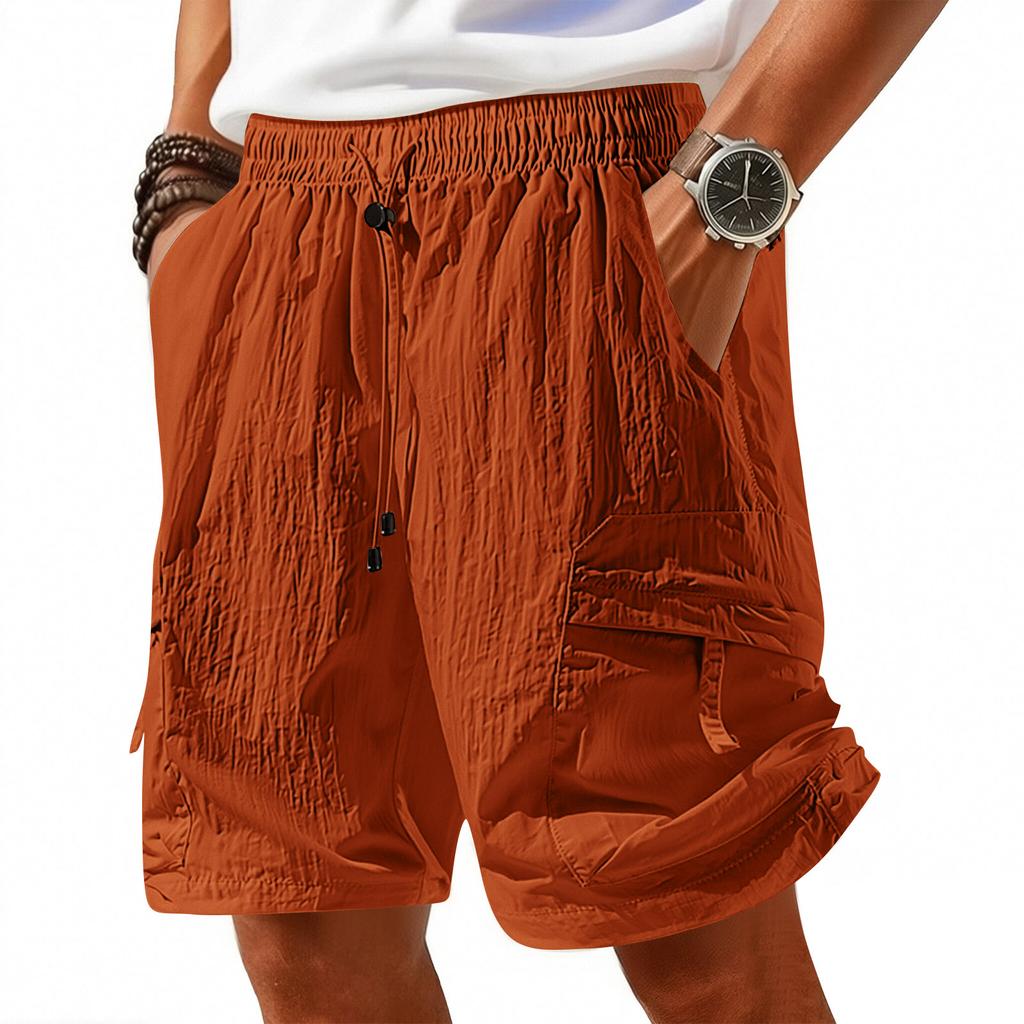 Unisex Elastic Band Thin Shorts Men's Casual Straight Leg Cargo Shorts