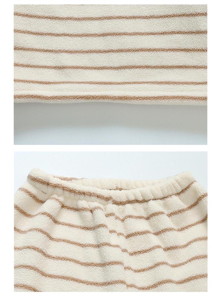2025 Autumn/Winter Striped Pajama Set for Girls - Cozy, Warm Homewear