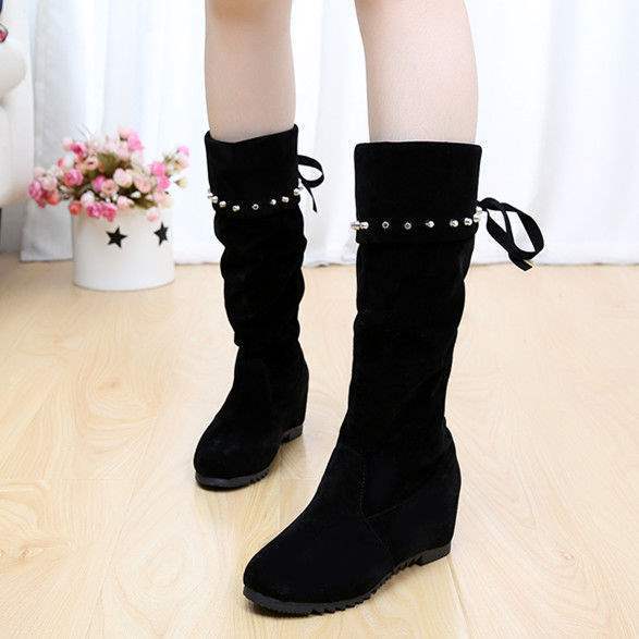 2026 New Wedges Women Long Boots Fashion Suede Dress Winter Shoes Cozy Over The Knee Warm Woman Boots Designer Botas Para Mujer