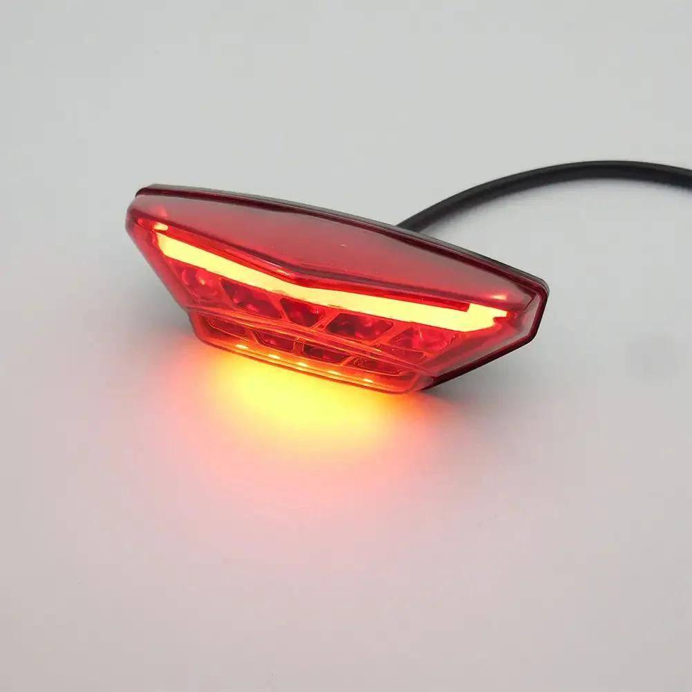 12V Motorcycle LED Tail Light License Plate Lamp Red Smoke Rear Taillight Brake Stop Running Signal Universal For Bike Dirt Bike